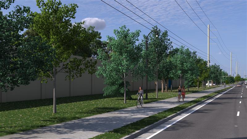 render of walkway / bike lane
